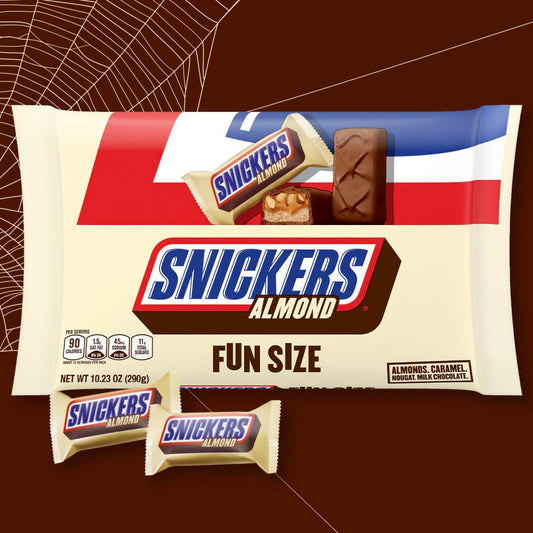 SNICKERS Almond Fun Size Halloween Chocolate Bars Individually Wrapped, 10.23 oz