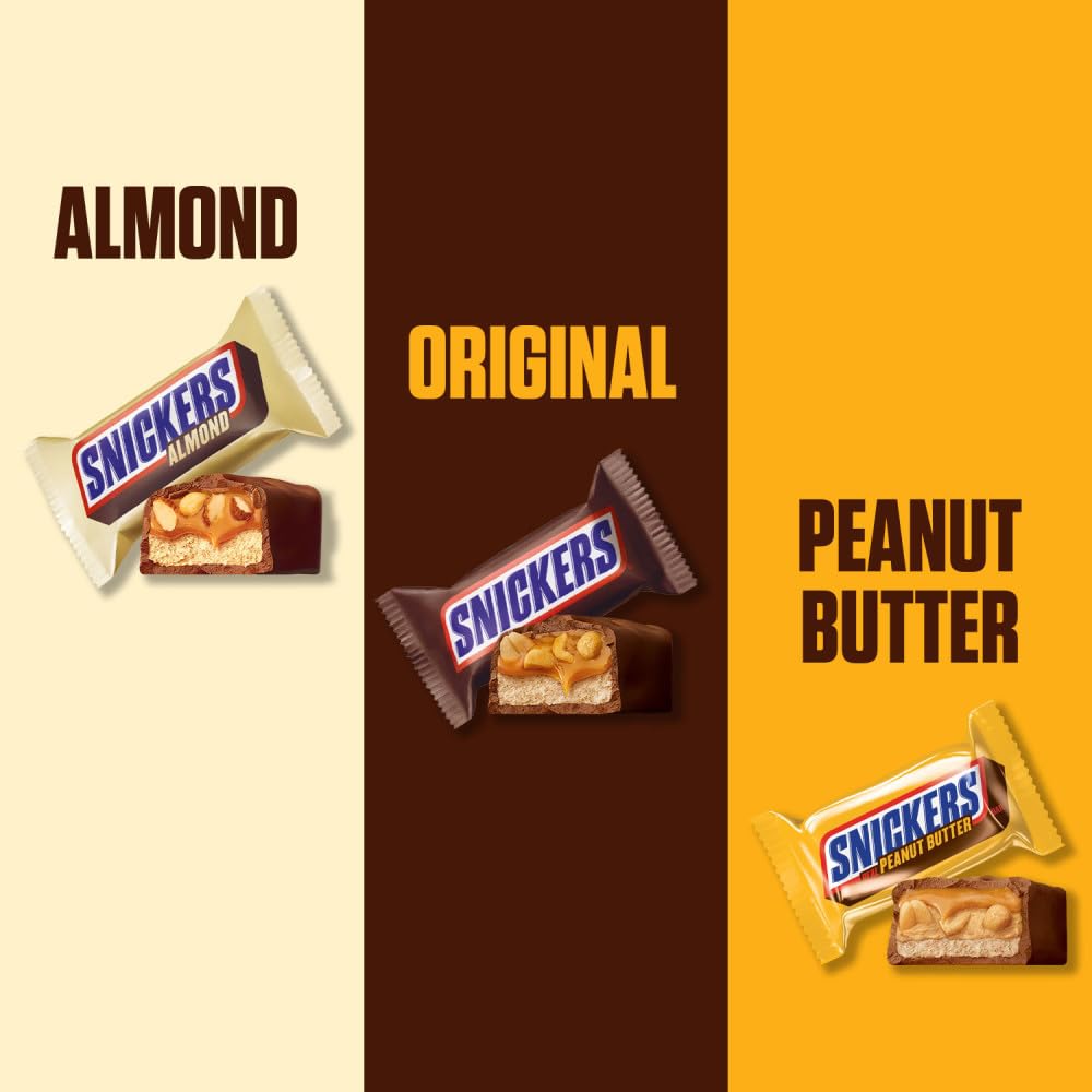 Peanut Butter & Almond Fun Size Milk Chocolate Candy Bars Variety Assortment, Party Size, 24.02 Oz Bulk Bag