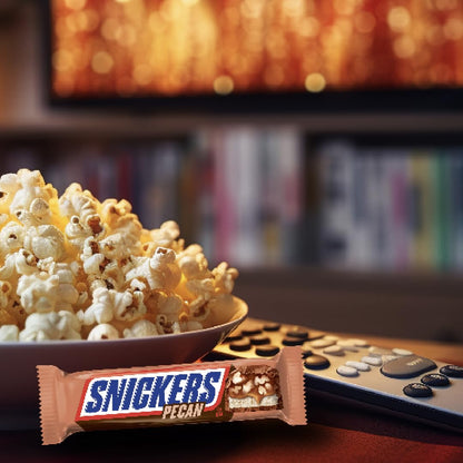 SNICKERS Pecan Milk Chocolate Candy Bar - Full Size Bars, Bulk Box Individually Wrapped, 24-Pack, 33.8 oz