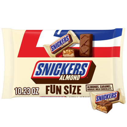 SNICKERS Almond Fun Size Halloween Chocolate Bars Individually Wrapped, 10.23 oz
