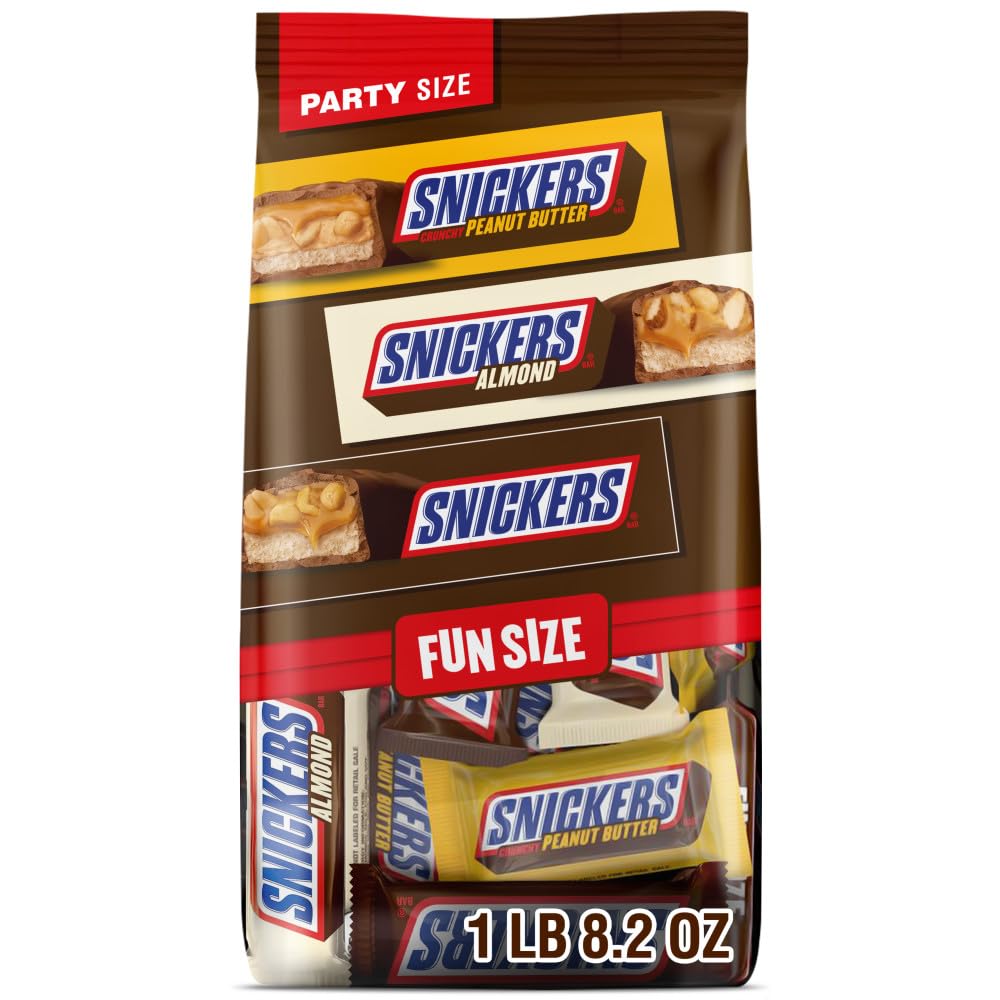 Peanut Butter & Almond Fun Size Milk Chocolate Candy Bars Variety Assortment, Party Size, 24.02 Oz Bulk Bag