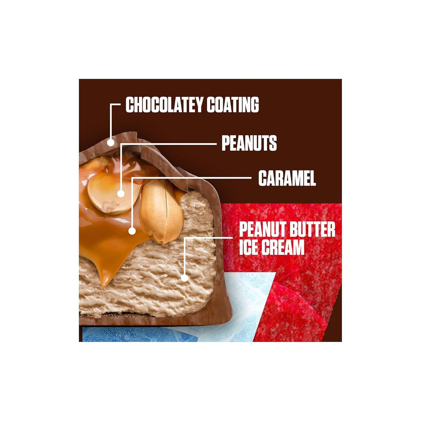 SNICKERS Ice Cream, Chocolate Caramel Peanut Butter Ice Cream Bars Individually Wrapped Dessert, 6 Pack, 2 Oz Bars