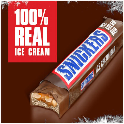 SNICKERS Ice Cream, Chocolate Caramel Peanut Butter Ice Cream Bars Individually Wrapped Dessert, 6 Pack, 2 Oz Bars
