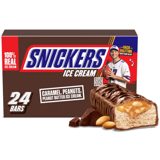 Snickers Chocolate Caramel Peanut Butter Ice Cream Bars, 24 bars per pack, 2 ounces each