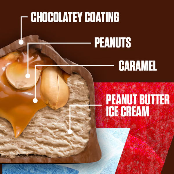 Snickers Chocolate Caramel Peanut Butter Ice Cream Bars, 24 bars per pack, 2 ounces each
