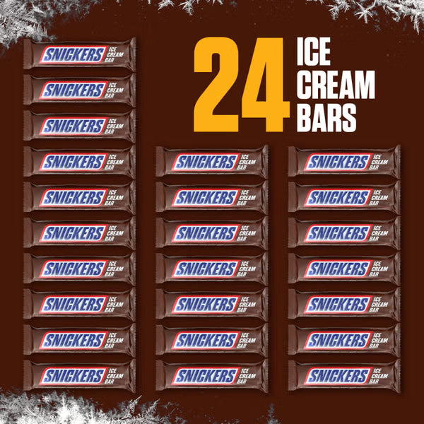 Snickers Chocolate Caramel Peanut Butter Ice Cream Bars, 24 bars per pack, 2 ounces each